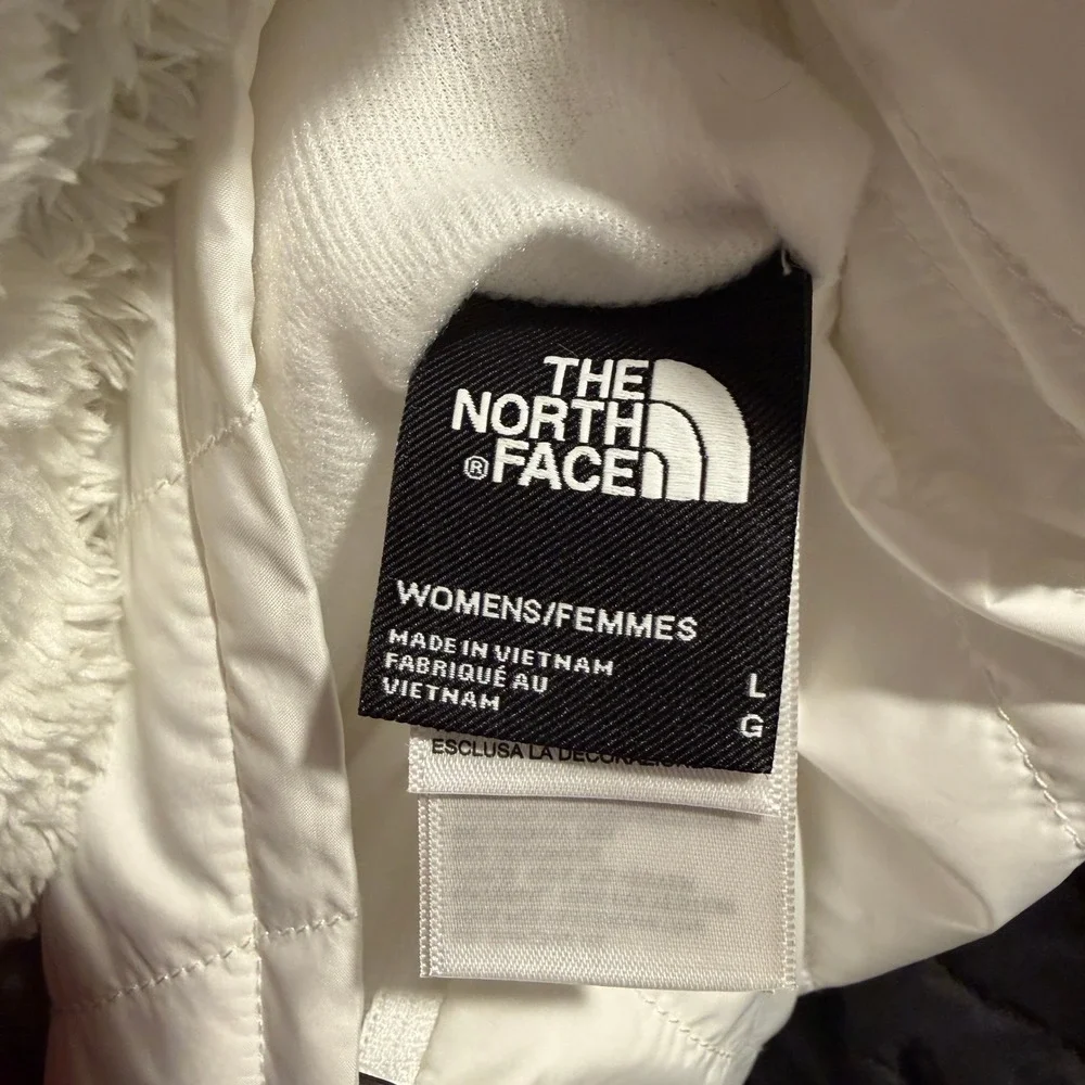 The North Face Womens Large Mossbud Swirl Reversible Vest White Quilted Fleece